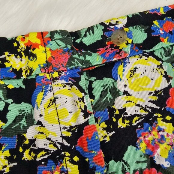 Floral Print Stretch Shorts – by J.Crew Green Black Summer Cotton Blend Sz 8 - Picture 2 of 8